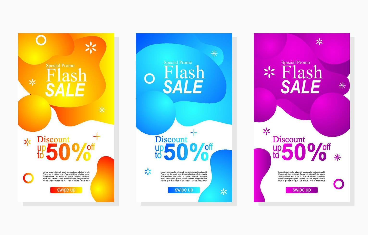reeks van kleurrijk uitverkoop stickers met abstract vloeistof kader voor sociaal media Promotie verhalen en advertentie vector