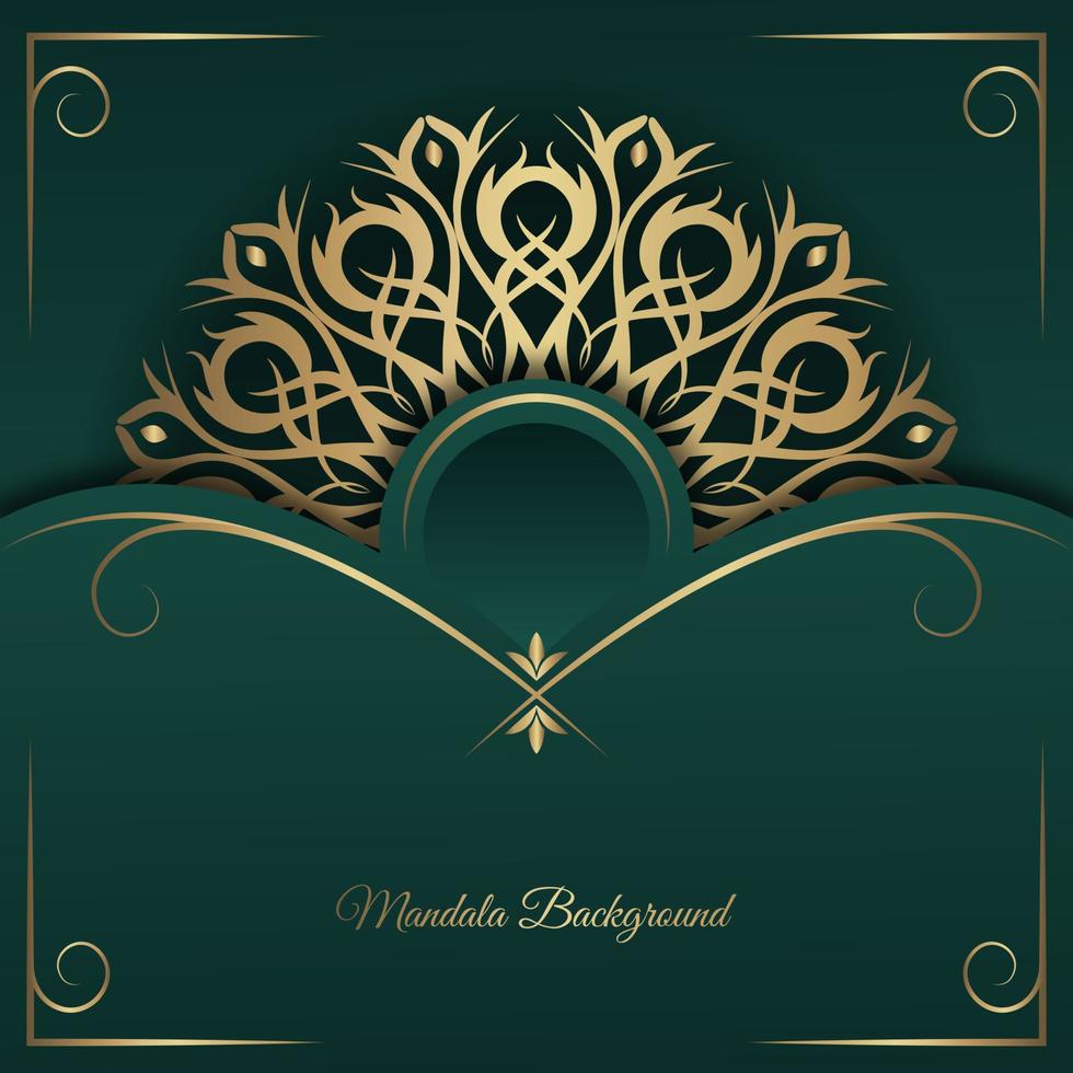 groen luxe achtergrond, met goud mandala vector