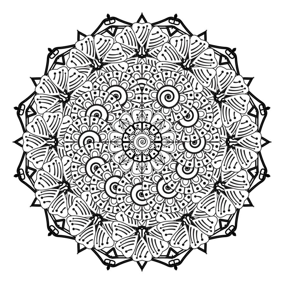 cirkelvormig patroon in de vorm van mandala voor henna, mehndi, tatoeage, decoratie. decoratief ornament in etnische oosterse stijl. kleurboek pagina. vector