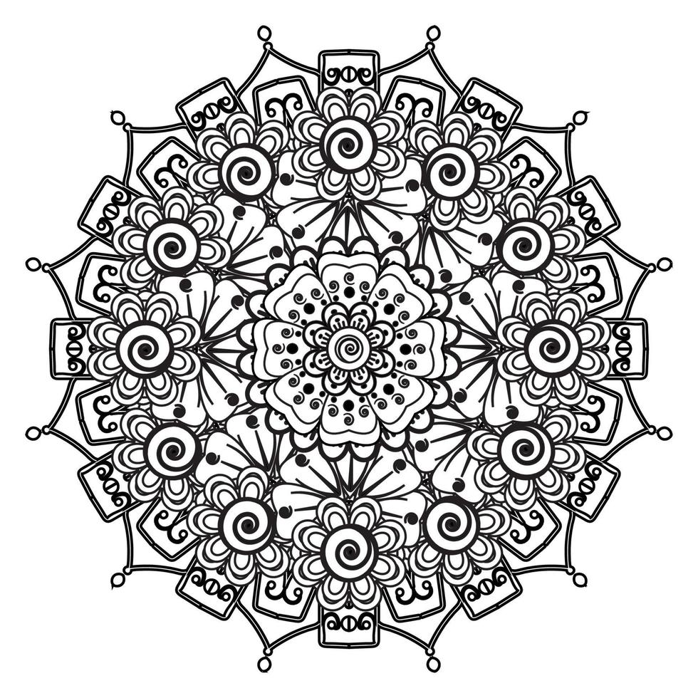 cirkelvormig patroon in de vorm van mandala voor henna, mehndi, tatoeage, decoratie. decoratief ornament in etnische oosterse stijl. kleurboek pagina. vector