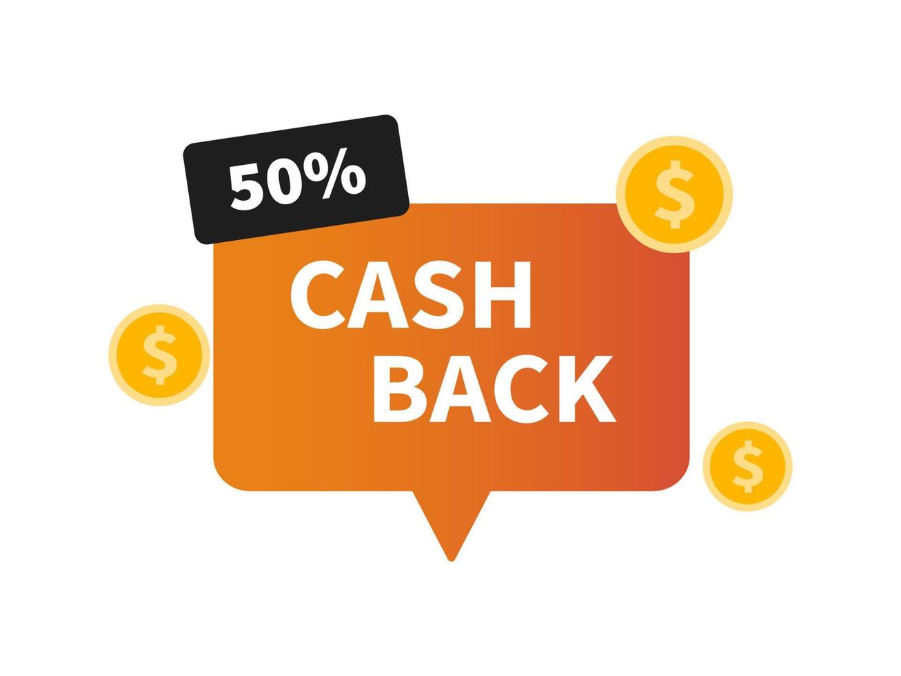 vector cashback label. bedrijf contant geld terug icoon. terugkeer van geld van aankopen. modern cashback spandoek. 50 procent.