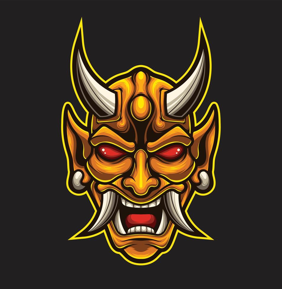 vector illustratie van geel duivel masker in wijnoogst stijl
