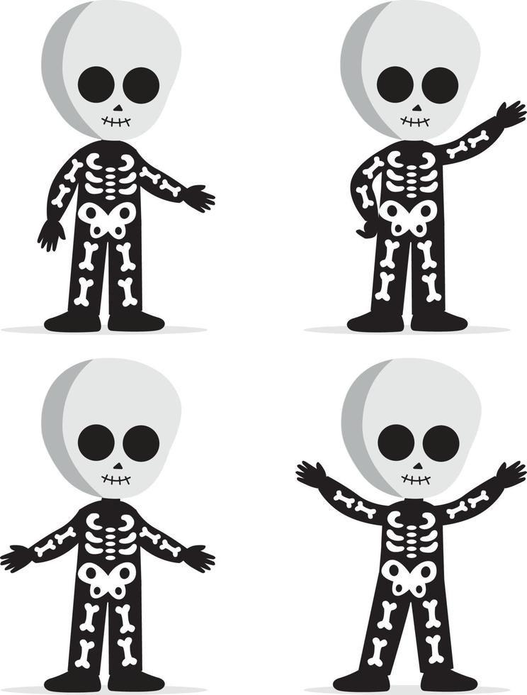 schattig weinig kind skelet karakter vector reeks