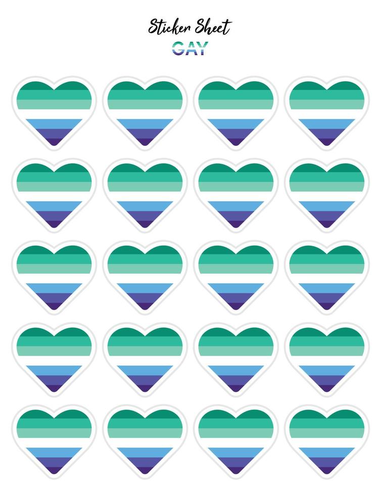 trots vlak ontwerp, homo vlaggen in de vorm van een harten. harten vormig sticker icoon teken en geleend symbolen. vector
