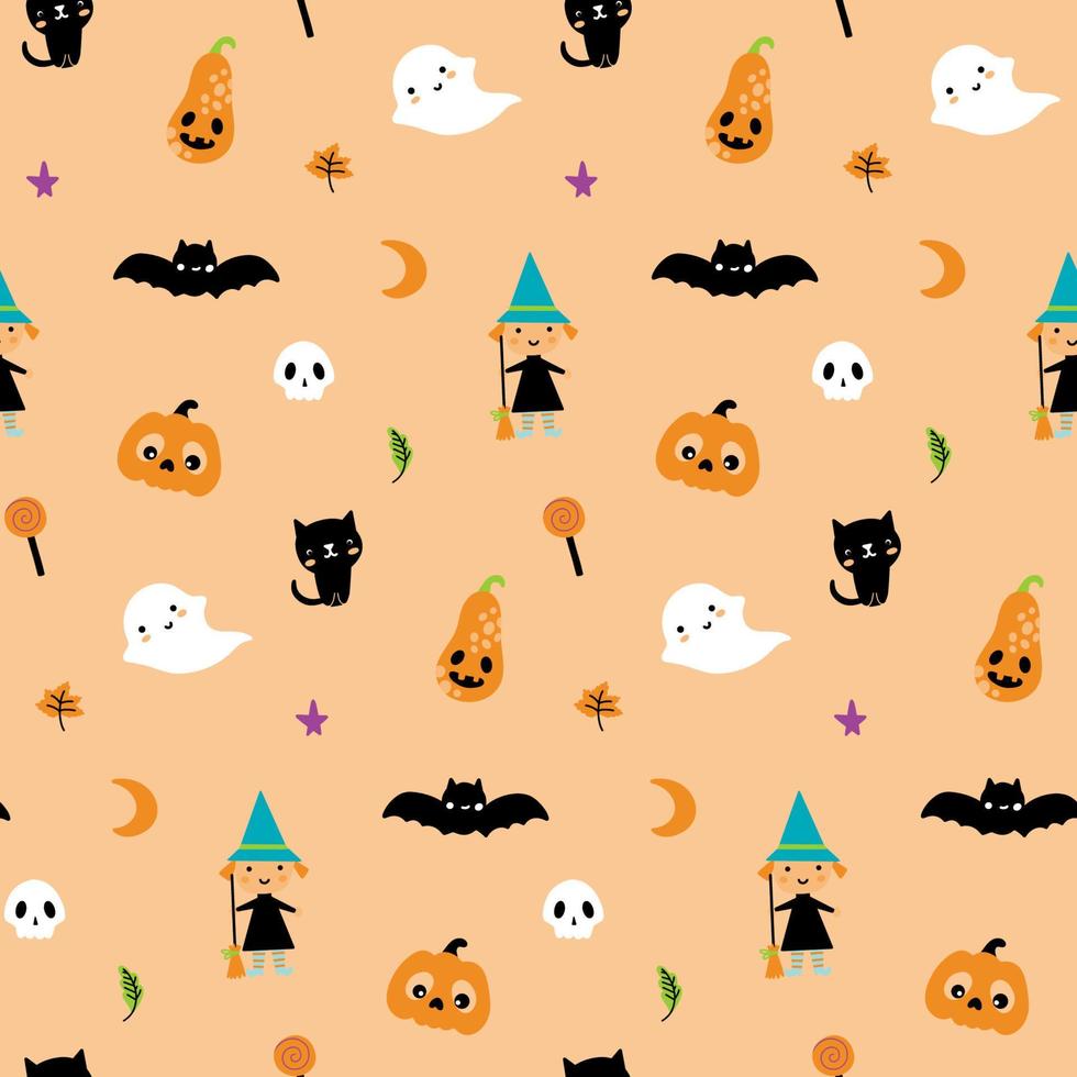 halloween patroon met feestelijk elementen vector