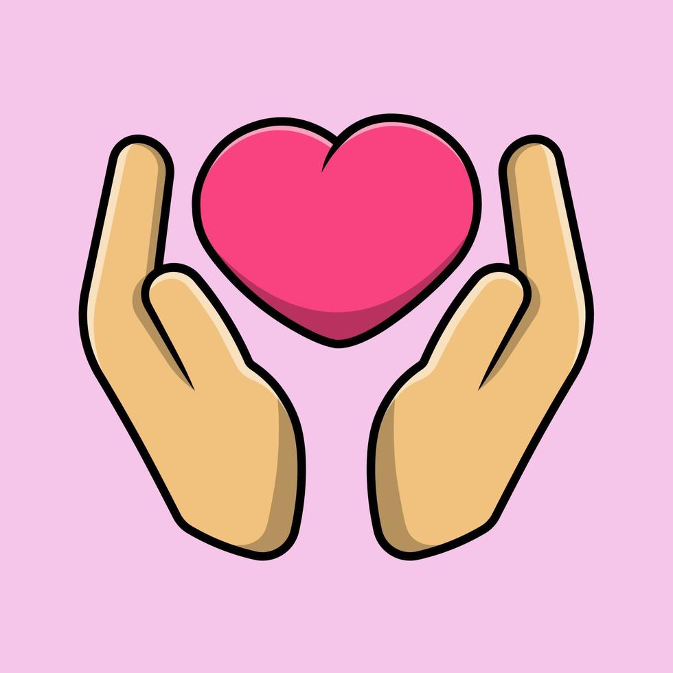 hand- met liefde hart tekenfilm vector icoon illustratie. vlak tekenfilm concept