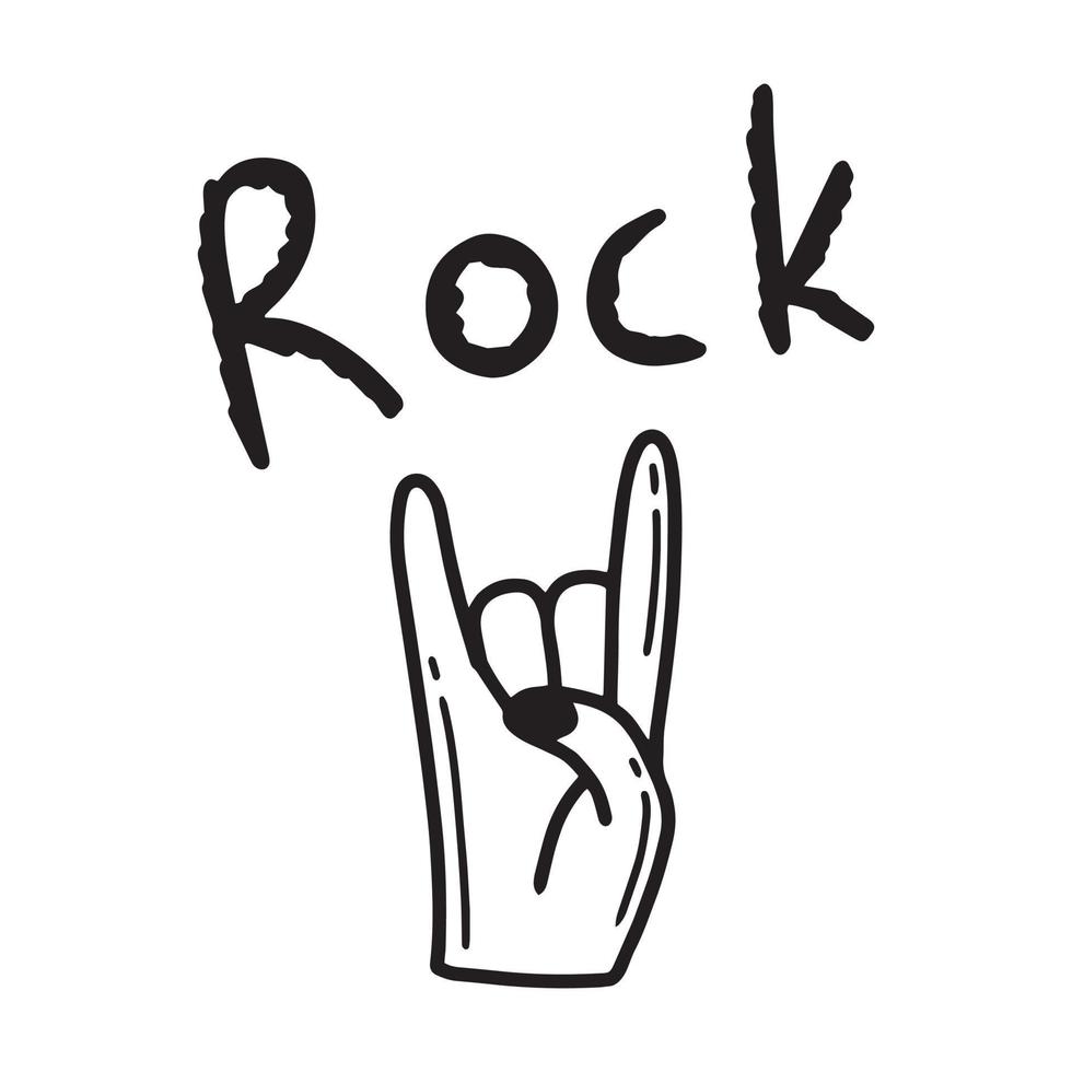 geit gebaar. hand- gebaar. tekening stijl. vector illustratie. steen, punk- steen, rots en rollen.