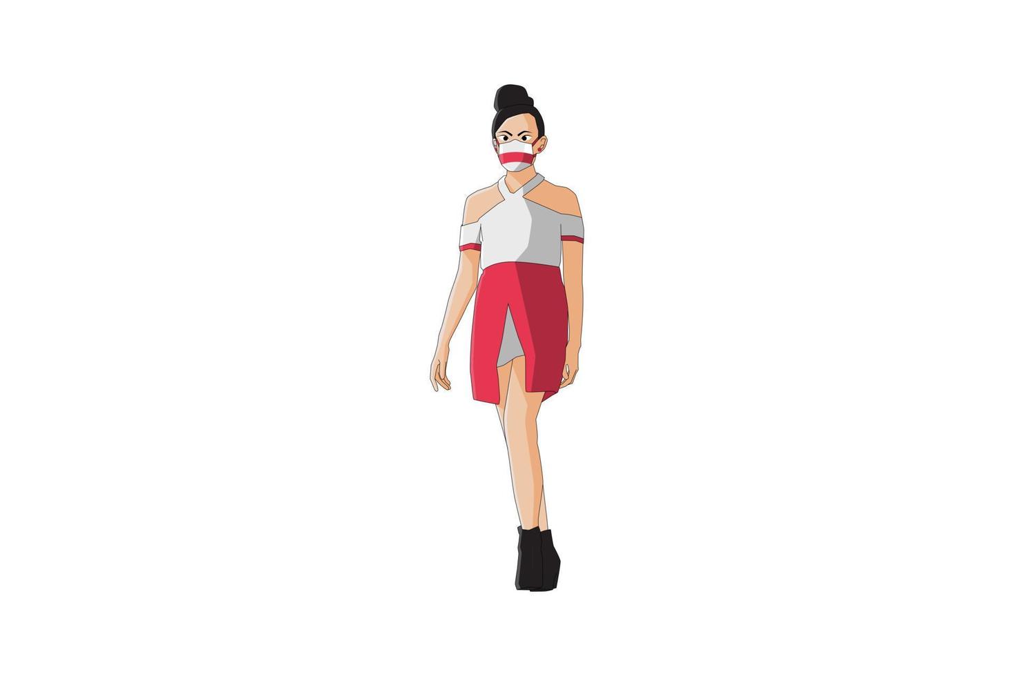 vectorillustratie van elegante vrouwen die met masker lopen vector