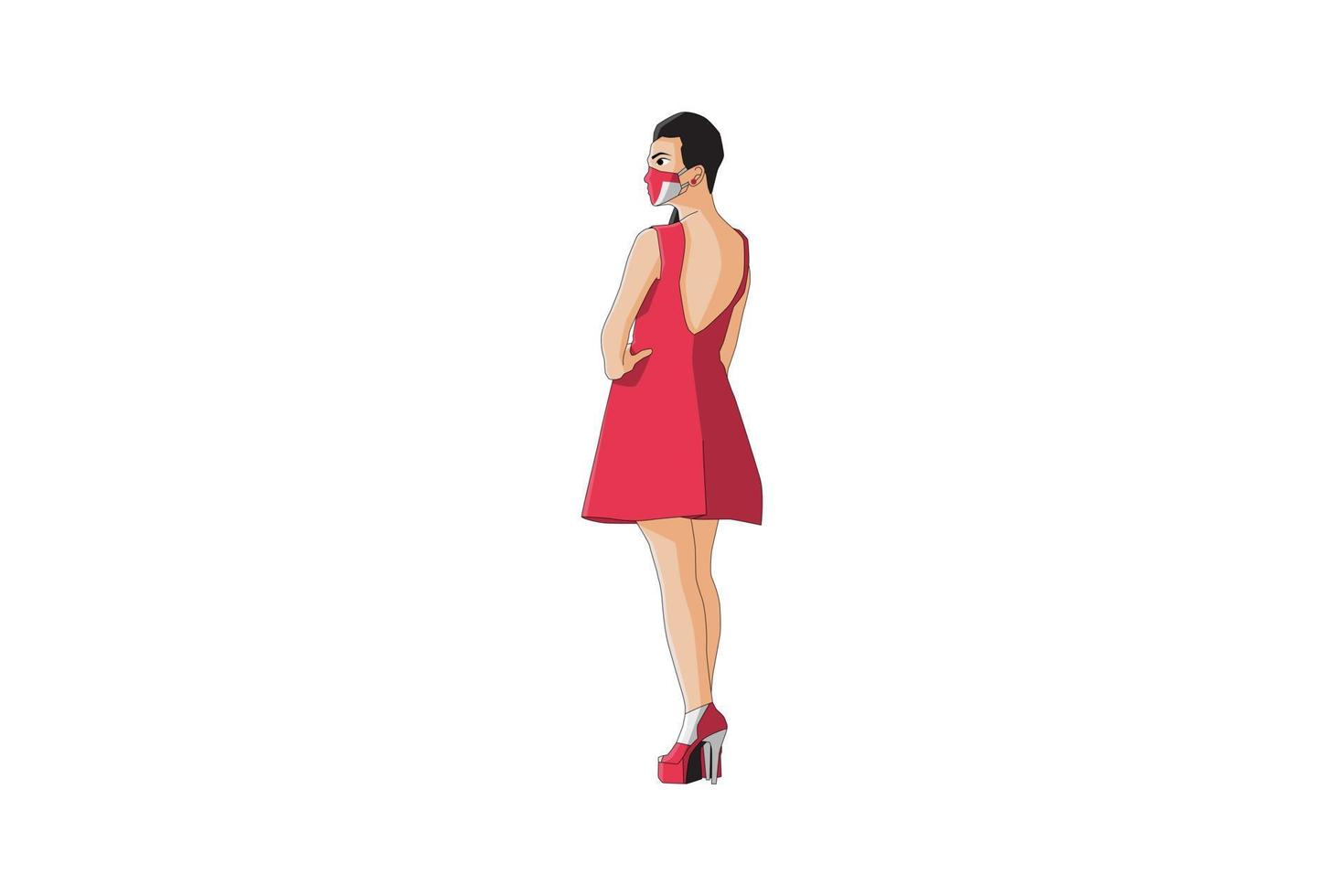 vectorillustratie van elegante vrouwen poseren met masker vector