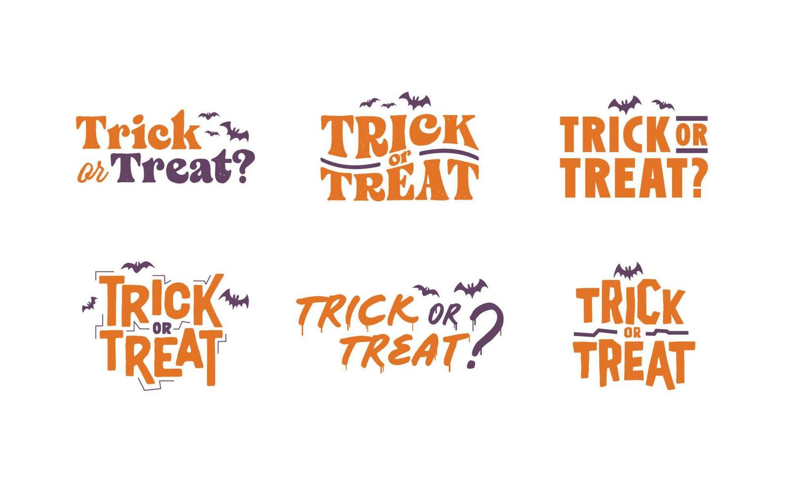 truc of traktatie belettering ontwerp met vliegend vleermuizen. halloween kaart of banier spookachtig ontwerp. vector