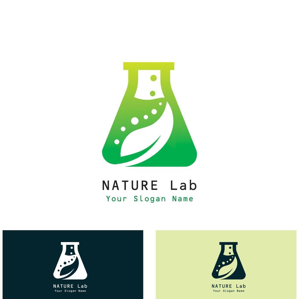 groen laboratorium logo ontwerp concept creatief laboratorium met blad vector