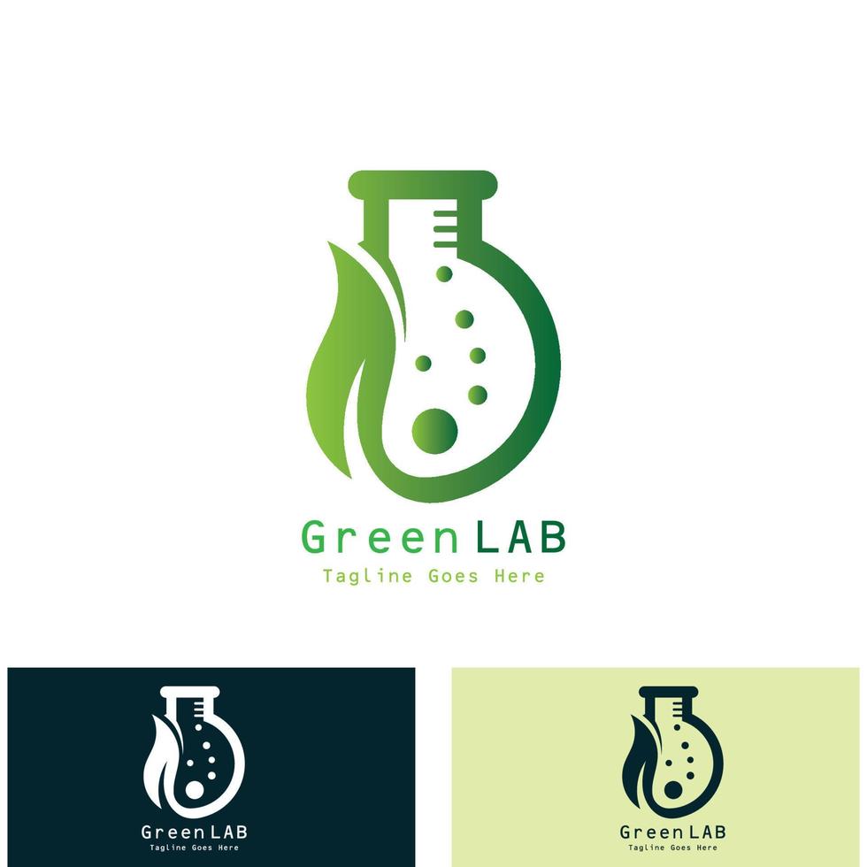 groen laboratorium logo ontwerp concept creatief laboratorium met blad vector