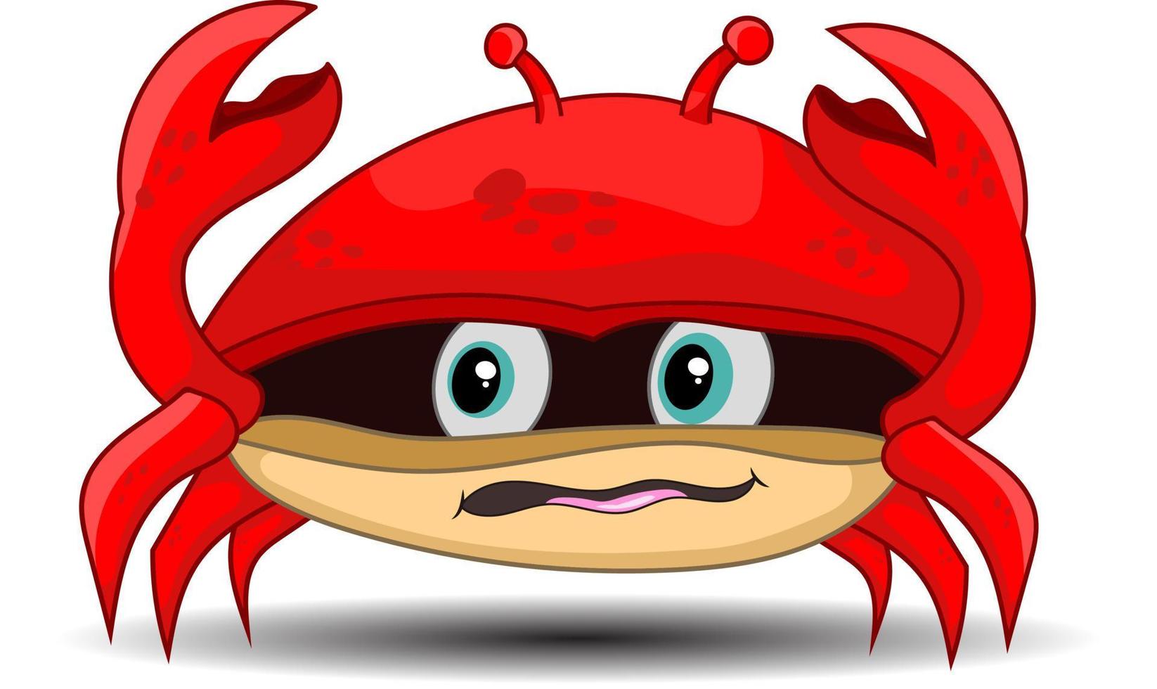 tekenfilm krab met bang uitdrukking geïsoleerd wit achtergrond vector