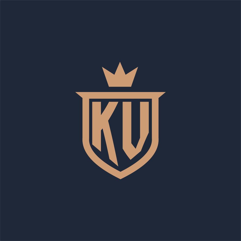 kv monogram eerste logo met schild en kroon stijl vector