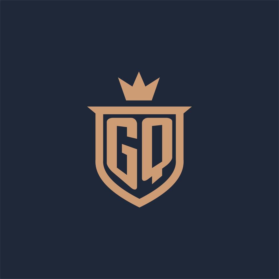 gq monogram eerste logo met schild en kroon stijl vector