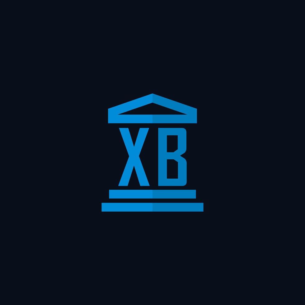 xb eerste logo monogram met gemakkelijk gerechtsgebouw gebouw icoon ontwerp vector