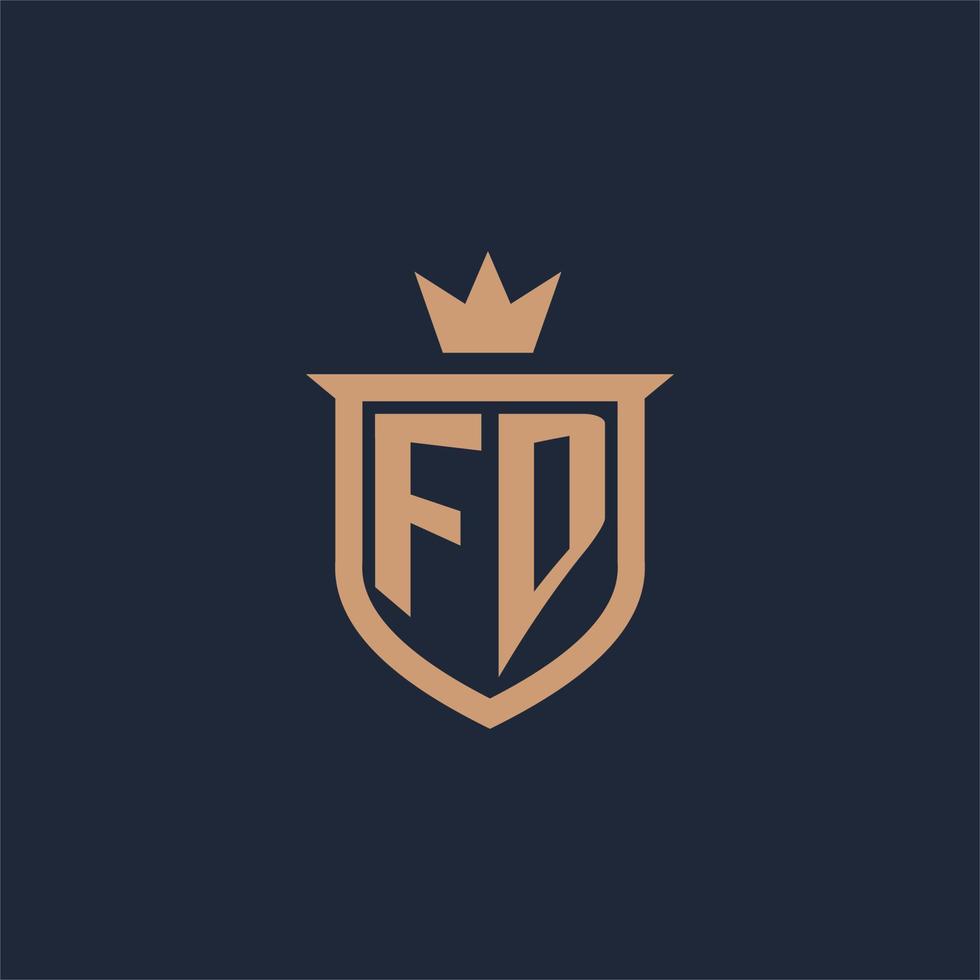 fd monogram eerste logo met schild en kroon stijl vector