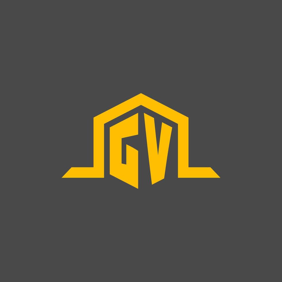gv monogram eerste logo met zeshoek stijl ontwerp vector