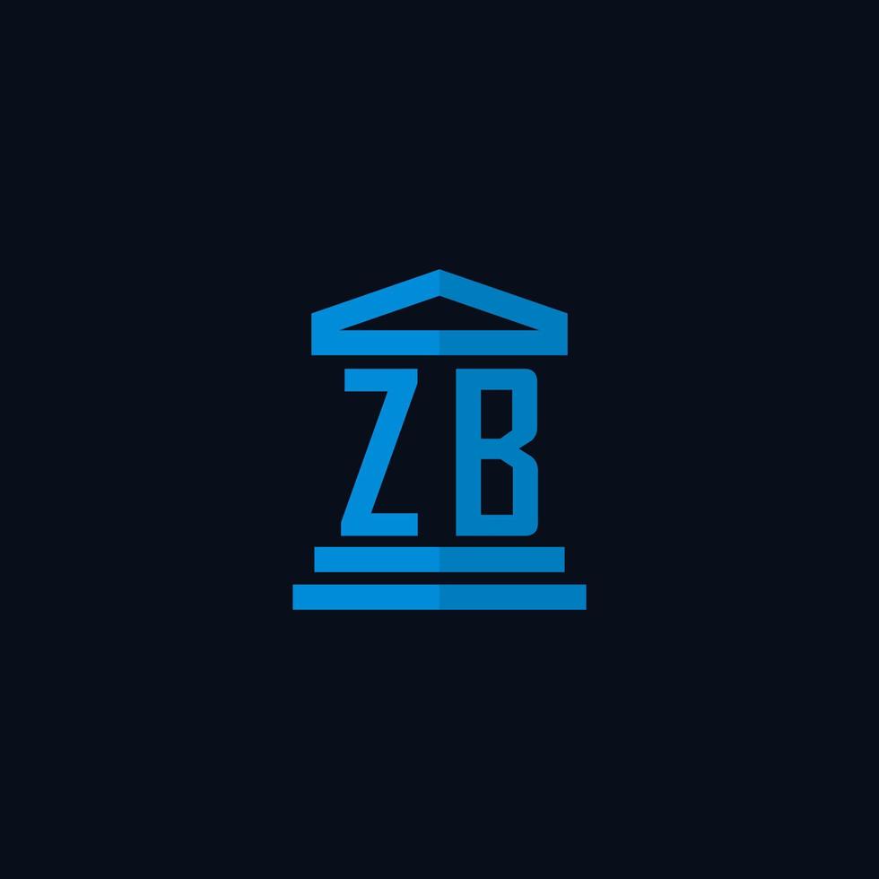 zb eerste logo monogram met gemakkelijk gerechtsgebouw gebouw icoon ontwerp vector