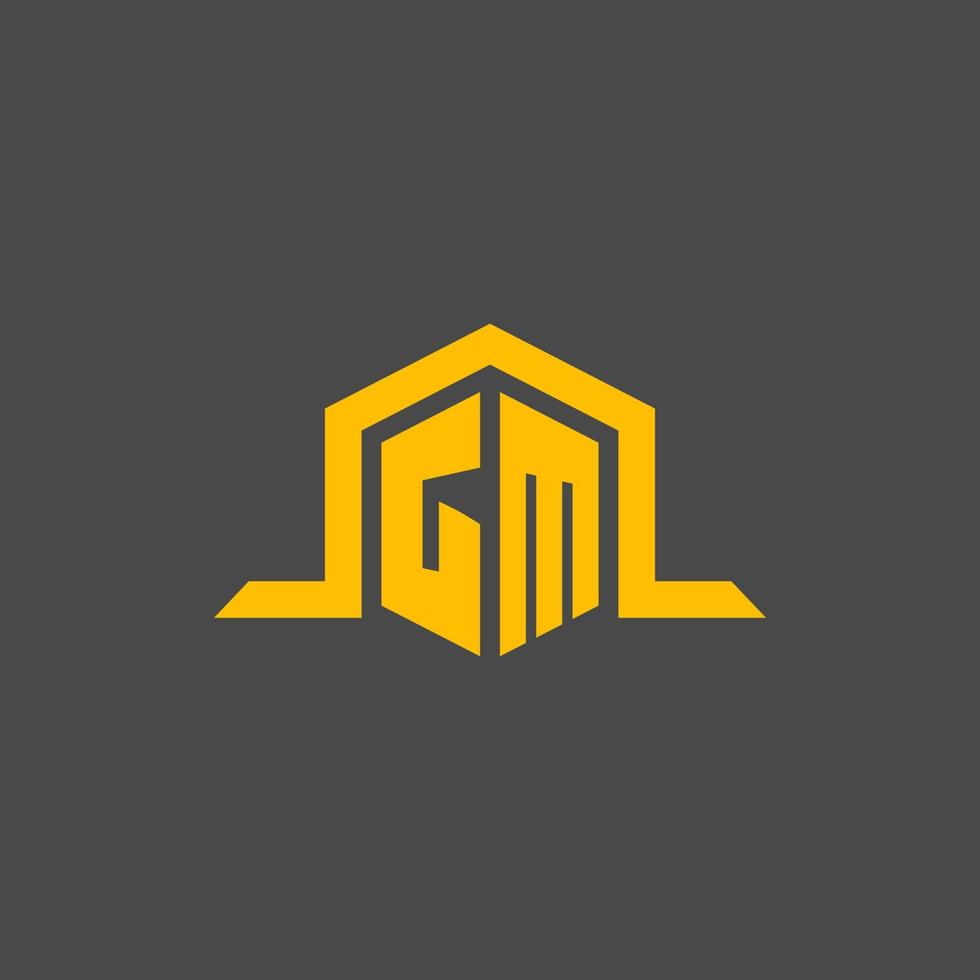 gm monogram eerste logo met zeshoek stijl ontwerp vector