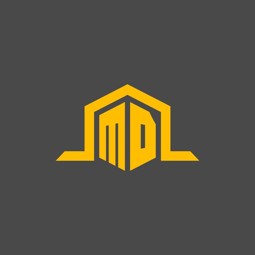 md monogram eerste logo met zeshoek stijl ontwerp vector