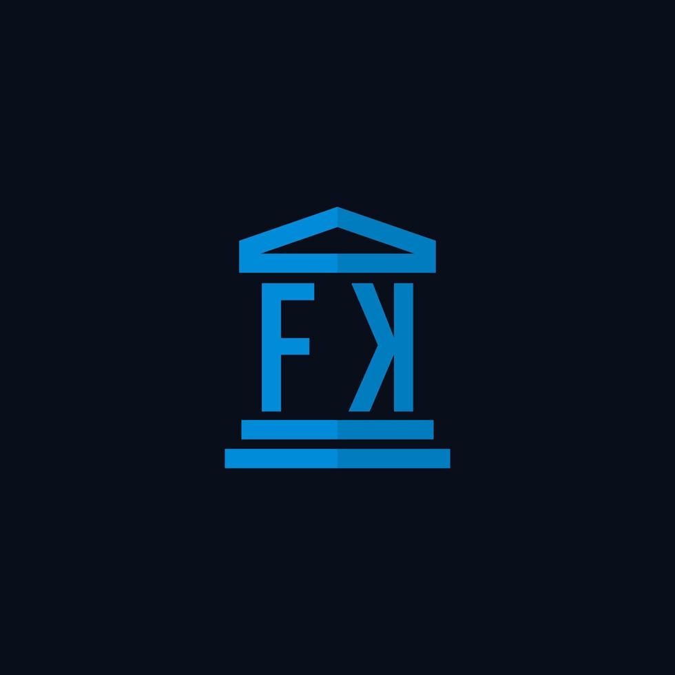fk eerste logo monogram met gemakkelijk gerechtsgebouw gebouw icoon ontwerp vector