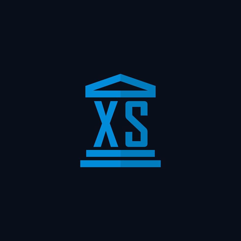 xs eerste logo monogram met gemakkelijk gerechtsgebouw gebouw icoon ontwerp vector