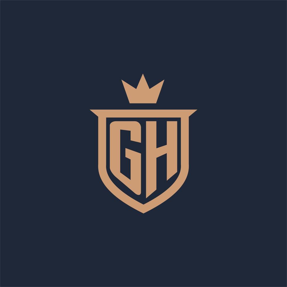 gh monogram eerste logo met schild en kroon stijl vector