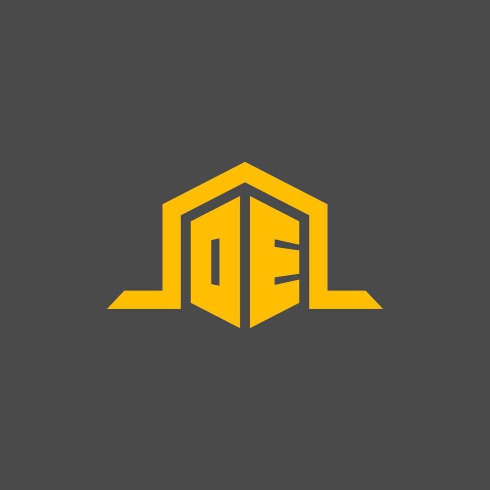 oe monogram eerste logo met zeshoek stijl ontwerp vector