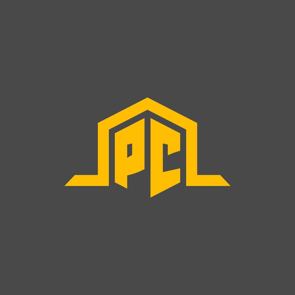 pc monogram eerste logo met zeshoek stijl ontwerp vector