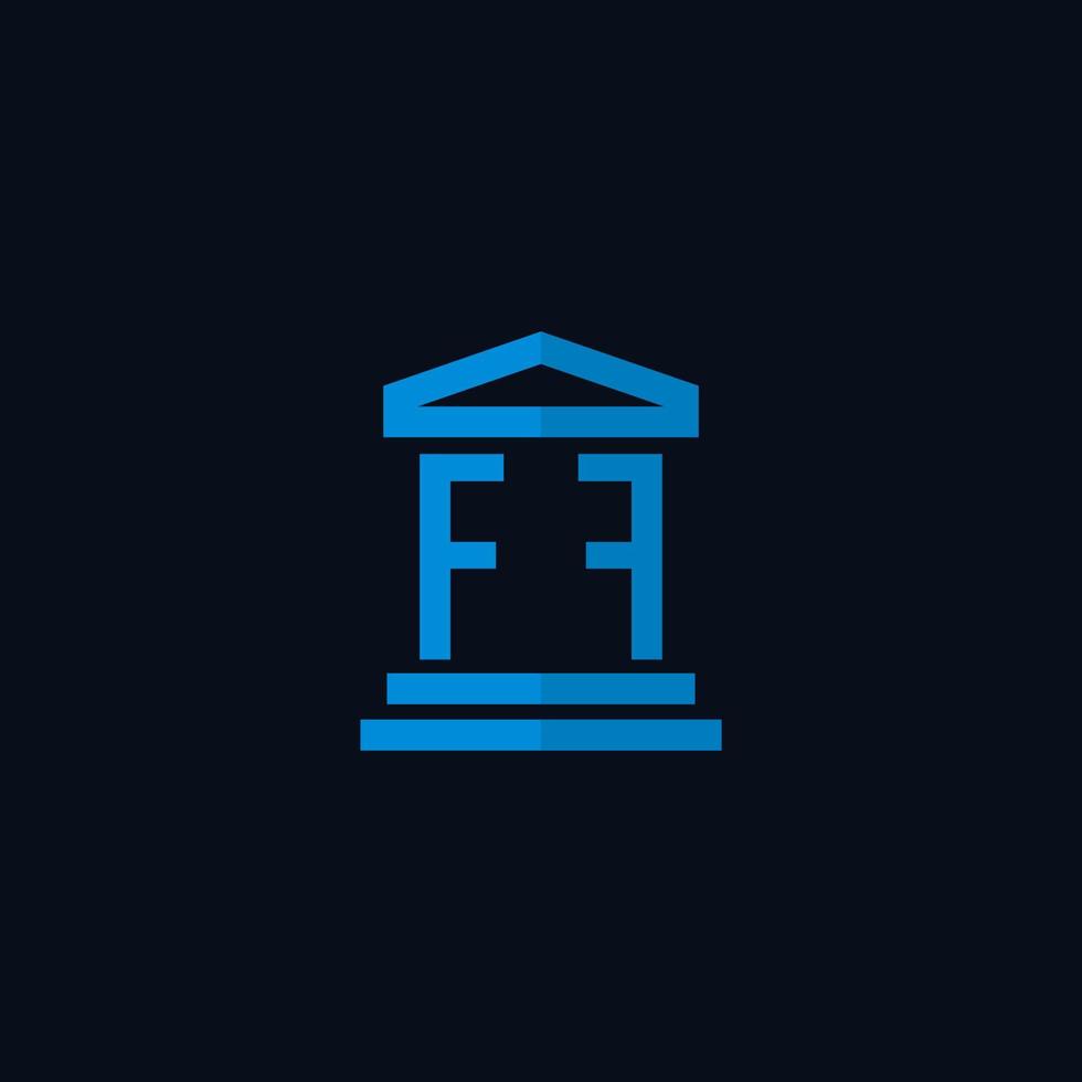 ff eerste logo monogram met gemakkelijk gerechtsgebouw gebouw icoon ontwerp vector
