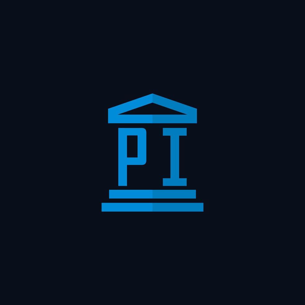 pi eerste logo monogram met gemakkelijk gerechtsgebouw gebouw icoon ontwerp vector