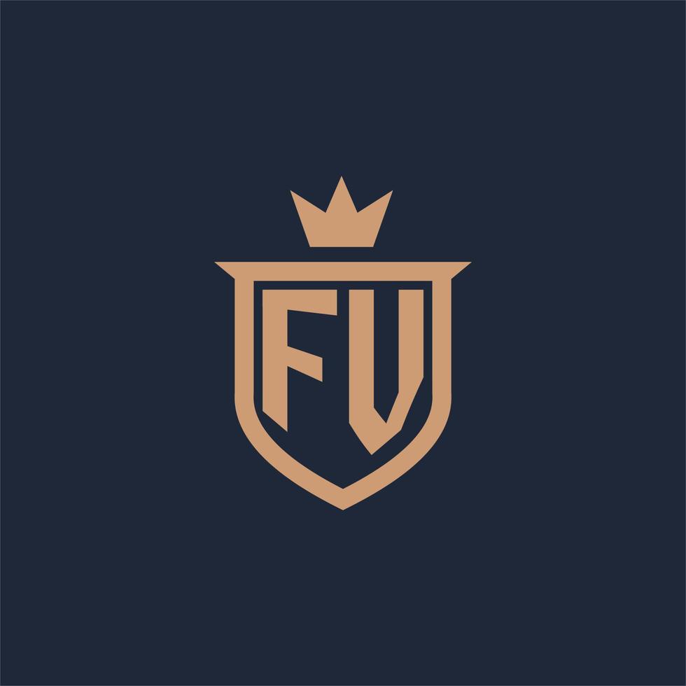 fv monogram eerste logo met schild en kroon stijl vector