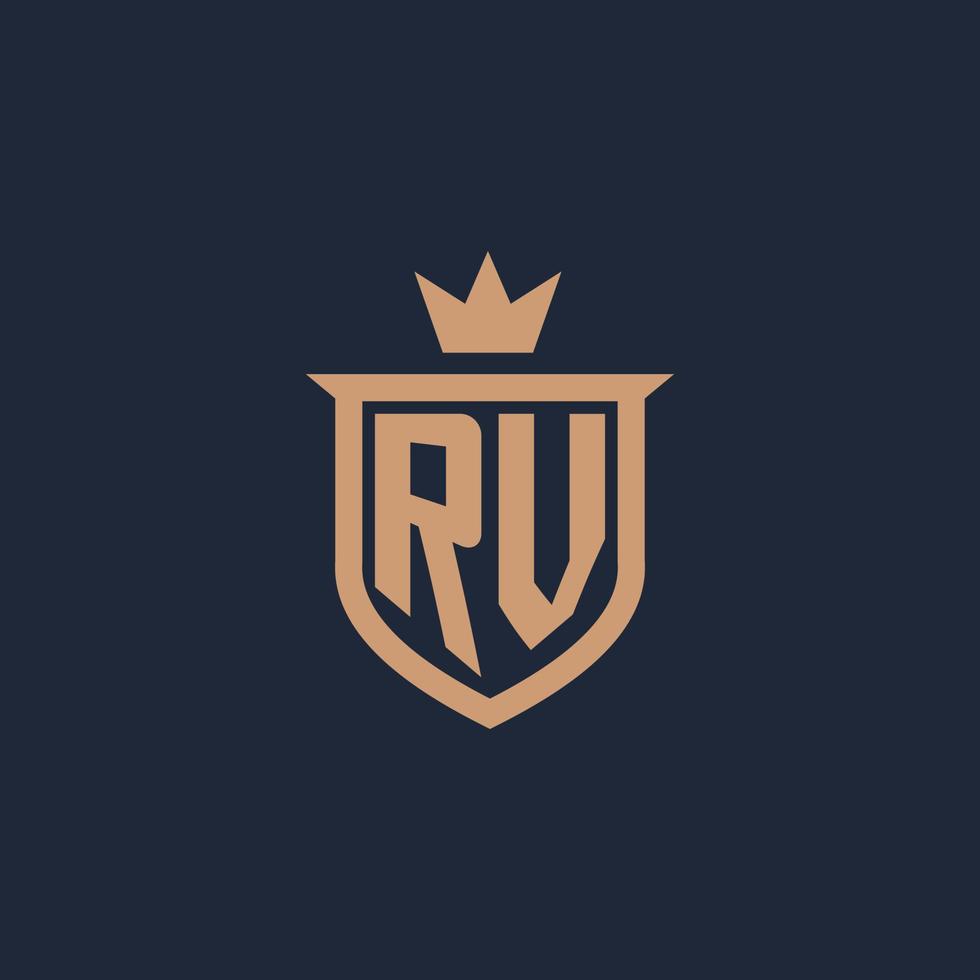 rv monogram eerste logo met schild en kroon stijl vector