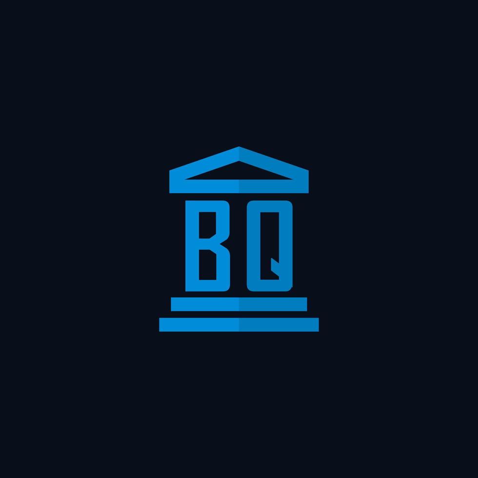 bq eerste logo monogram met gemakkelijk gerechtsgebouw gebouw icoon ontwerp vector