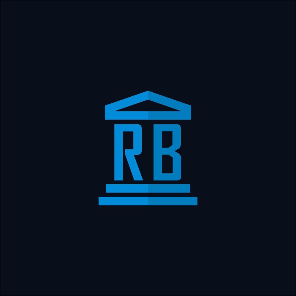 rb eerste logo monogram met gemakkelijk gerechtsgebouw gebouw icoon ontwerp vector