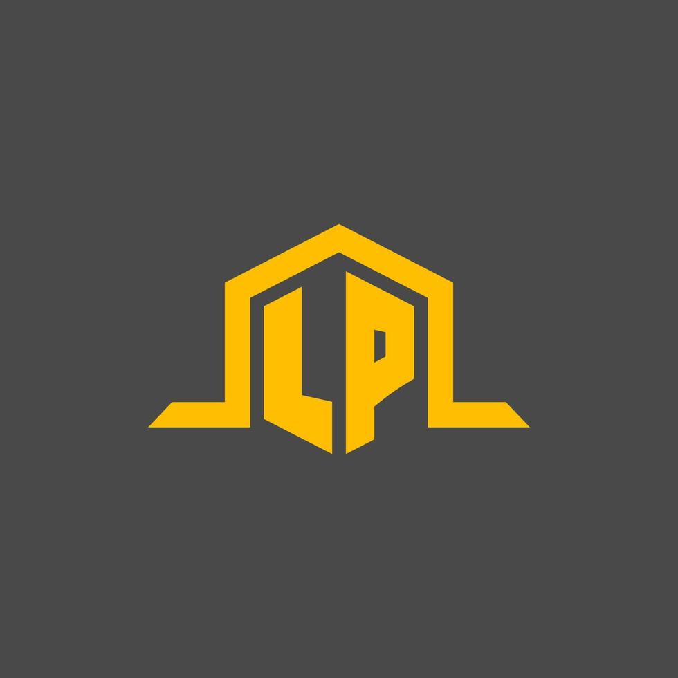 lp monogram eerste logo met zeshoek stijl ontwerp vector