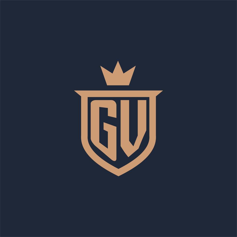 gv monogram eerste logo met schild en kroon stijl vector