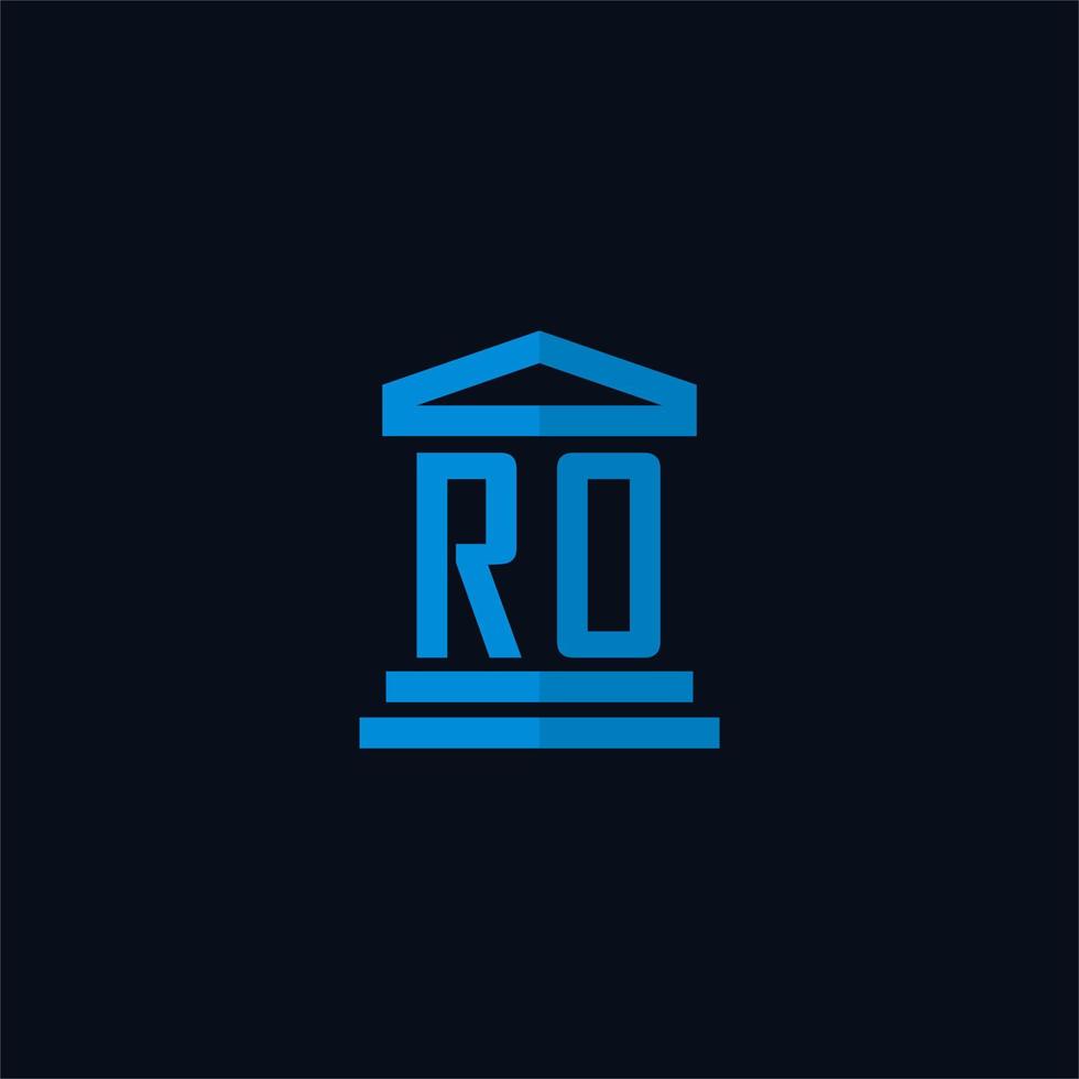 ro eerste logo monogram met gemakkelijk gerechtsgebouw gebouw icoon ontwerp vector