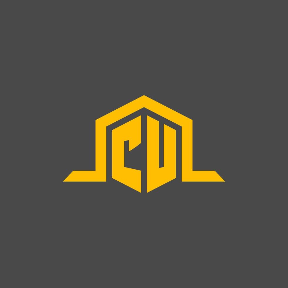 cu monogram eerste logo met zeshoek stijl ontwerp vector