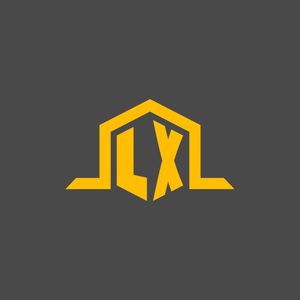 lx monogram eerste logo met zeshoek stijl ontwerp vector