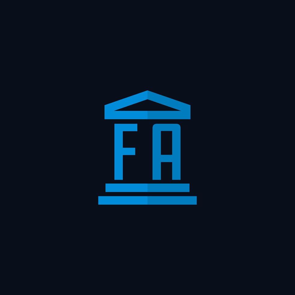 fa eerste logo monogram met gemakkelijk gerechtsgebouw gebouw icoon ontwerp vector
