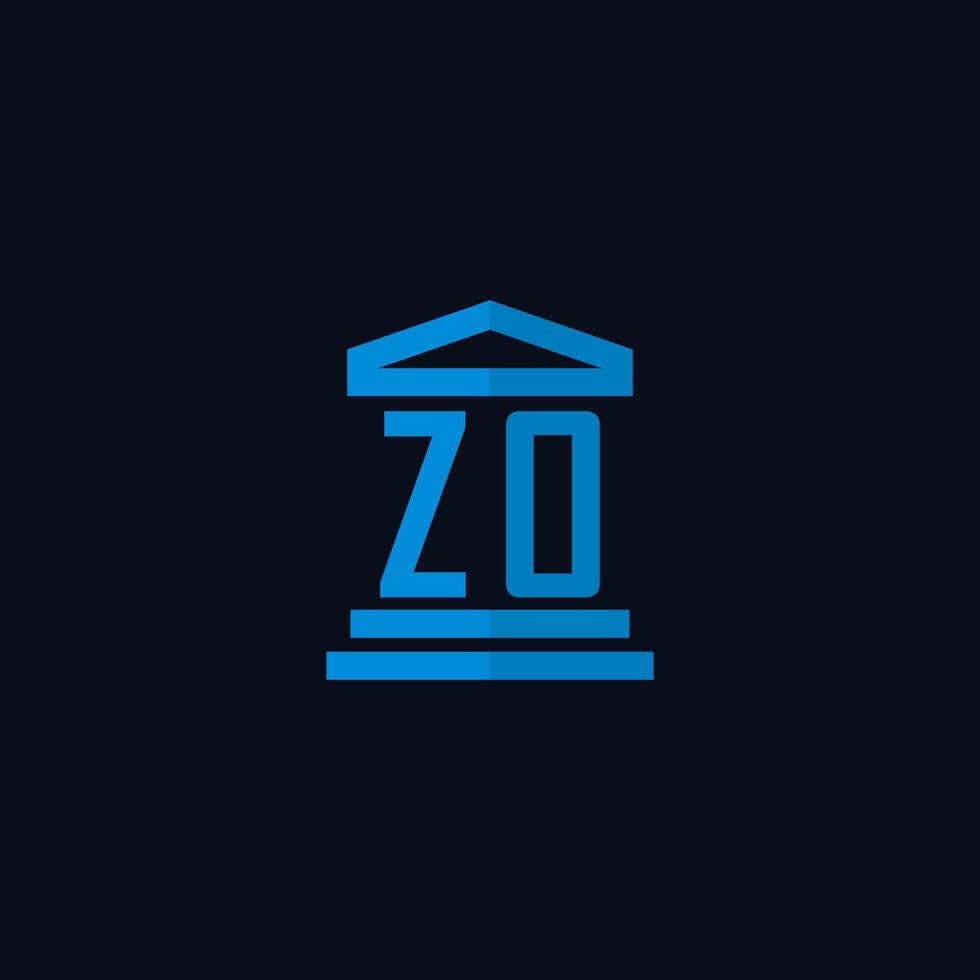 zo eerste logo monogram met gemakkelijk gerechtsgebouw gebouw icoon ontwerp vector