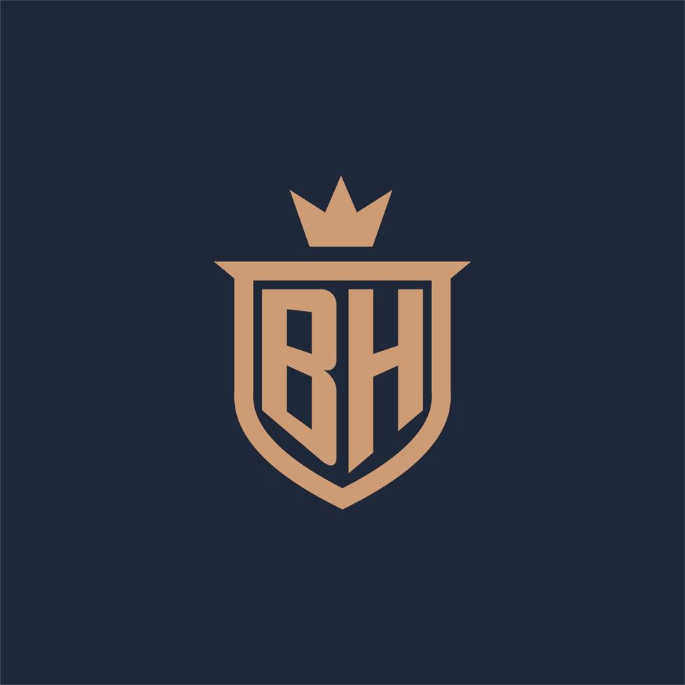 bh monogram eerste logo met schild en kroon stijl vector