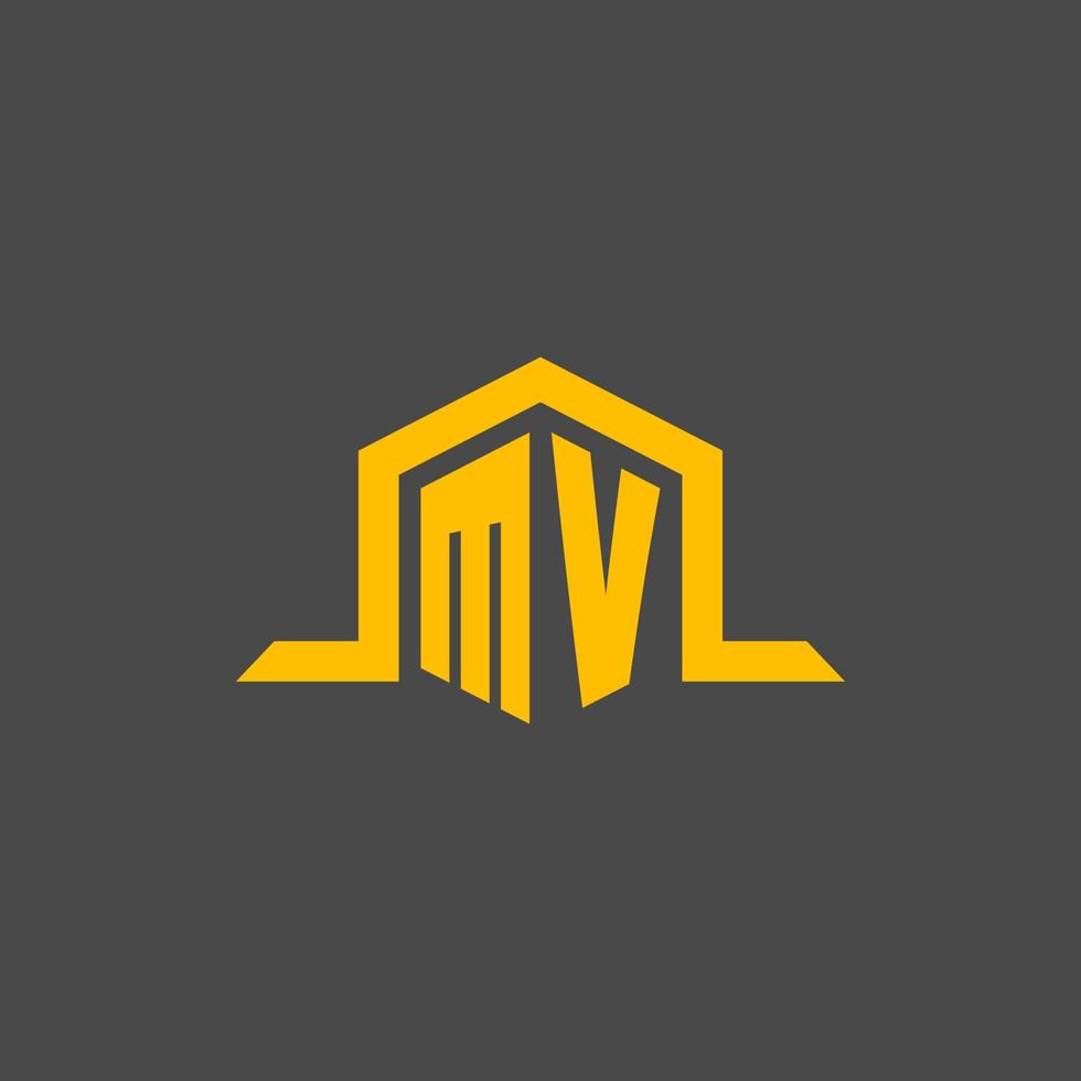 mv monogram eerste logo met zeshoek stijl ontwerp vector