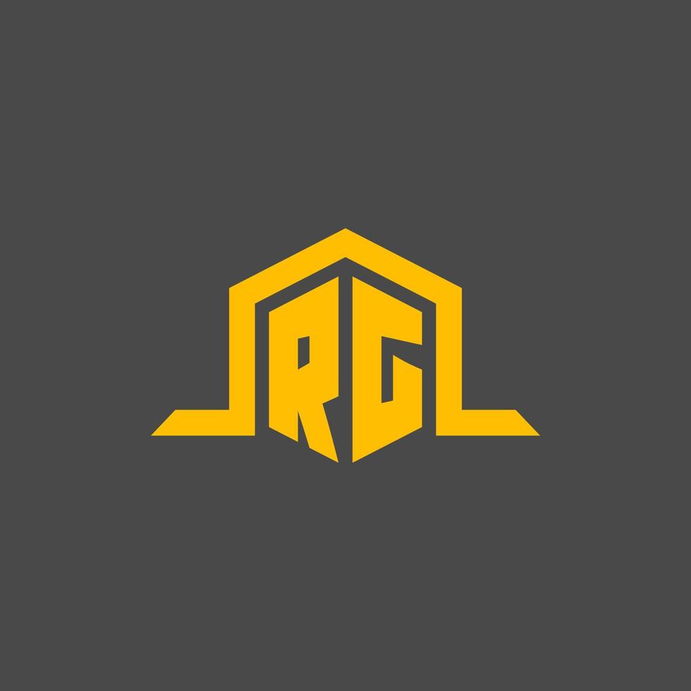 rg monogram eerste logo met zeshoek stijl ontwerp vector