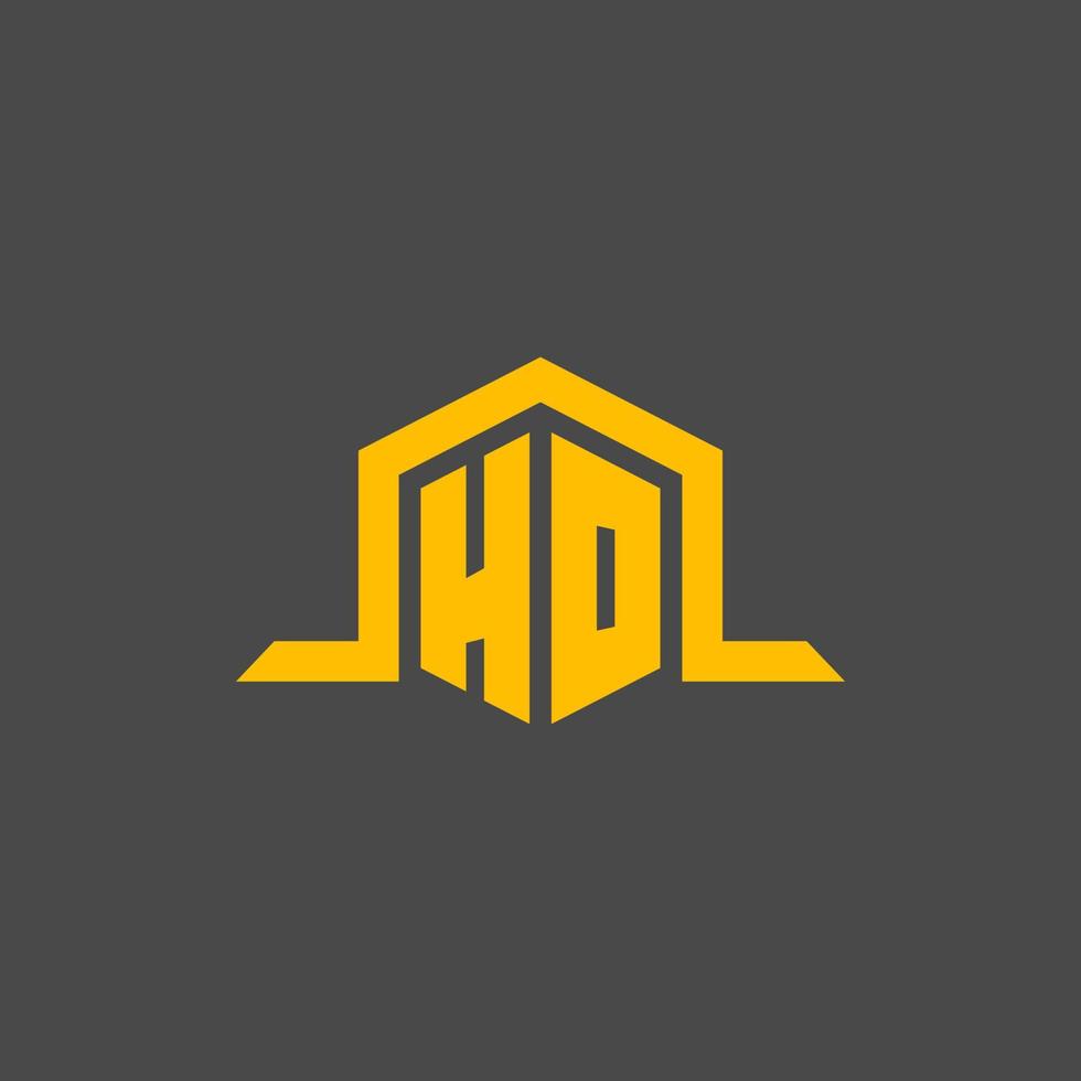 ho monogram eerste logo met zeshoek stijl ontwerp vector