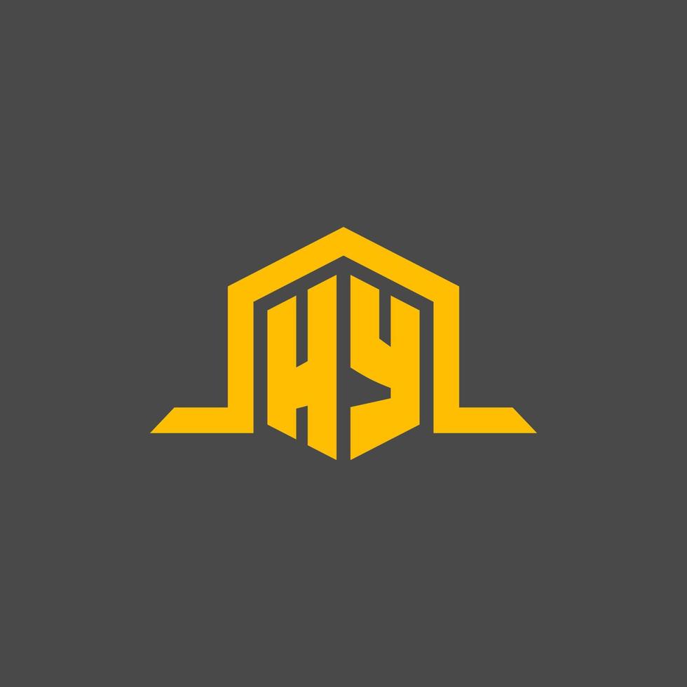 hoi monogram eerste logo met zeshoek stijl ontwerp vector