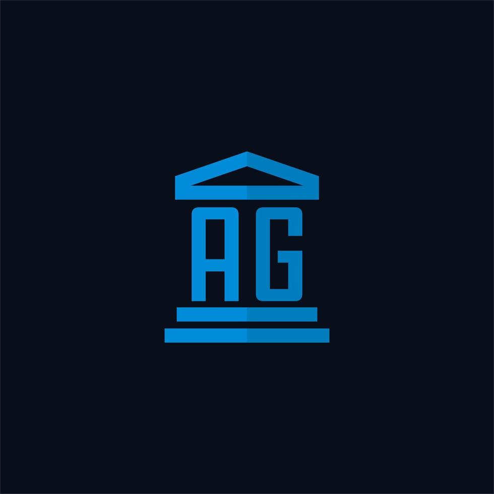 ag eerste logo monogram met gemakkelijk gerechtsgebouw gebouw icoon ontwerp vector