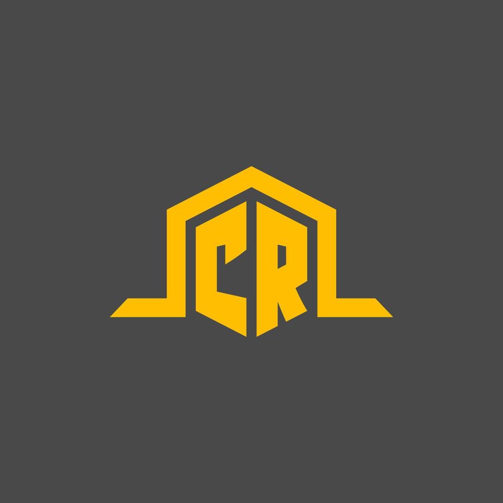 cr monogram eerste logo met zeshoek stijl ontwerp vector